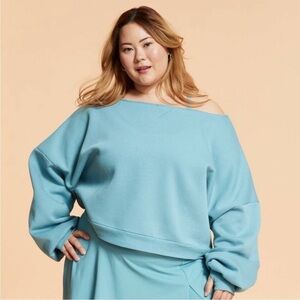 Blogilates Dance Studio Sweatshirt Cameo Blue (Teal) Size 1X NWT